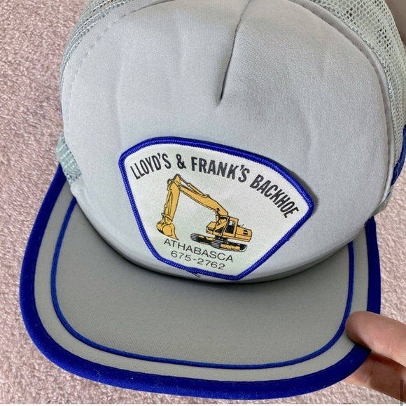 Vintage Grey Blue Lloyd’s &. Frank’s Backhoe Athabasca Mesh Back Trucker Hat - Picture 11 of 11